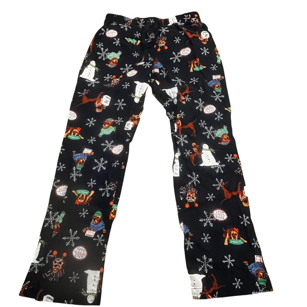 Old Navy Womens Holiday Dog Snowman Flannel Pajama Pants Navy Blue Small 2024